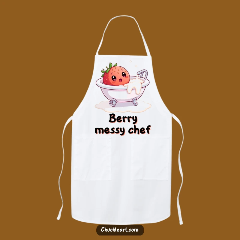 Funny Strawberry Bath Apron: Chef's Surprise Berry Kitchen Wear, Hilarious Gift!