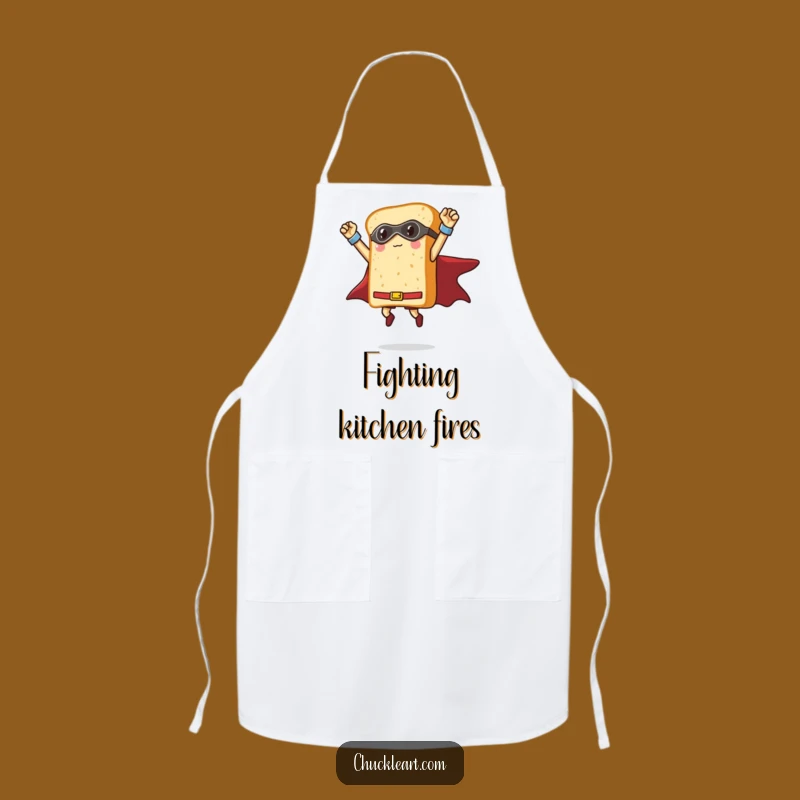 Funny Bread Superhero Apron: Triumphant Loaf Pose, Hilarious Kitchen Hero Gift