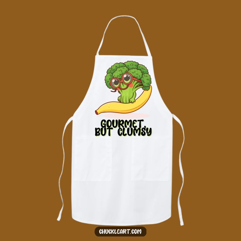 Funny Broccoli Monocle Apron: Determined Floret Climbs - Kitchen Funny Gift!