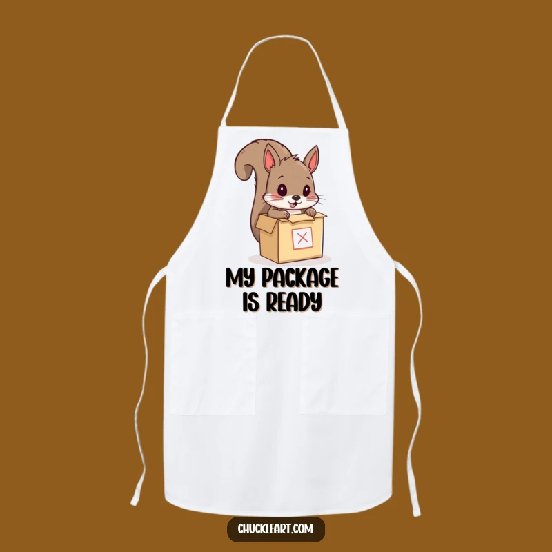 Funny Squirrel Mailing Himself Apron: Hilarious Cooking Art Gift for Kitchen Fun