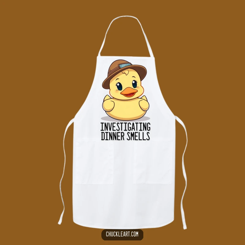 Funny Detective Duck Apron - Hilarious Kitchen Detective for Aspiring Chefs