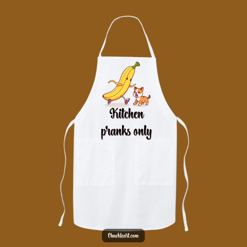 Funny Banana Peel Dog Trip Apron: Cook with Comical Canine Capers