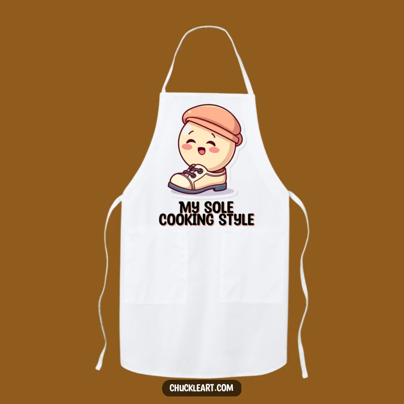 Funny Giggling Button Apron: Cook Up Laughs with This Shoe-Hat Chef Design