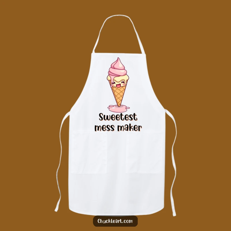 Funny Melting Ice Cream Pose Apron: Cook with Sweet Style