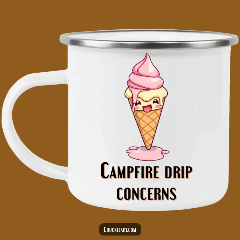 Funny Melting Ice Cream Pose Camping Mug: Sweet Adventures