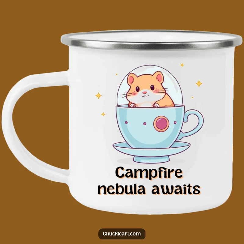 Funny Hamster Spaceship Camping Mug: Cosmic Campfire Companion, Hilarious Gift