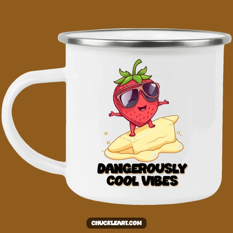 Funny Strawberry Surfing Camping Mug: Adventure Fuel for Laugh Lovers
