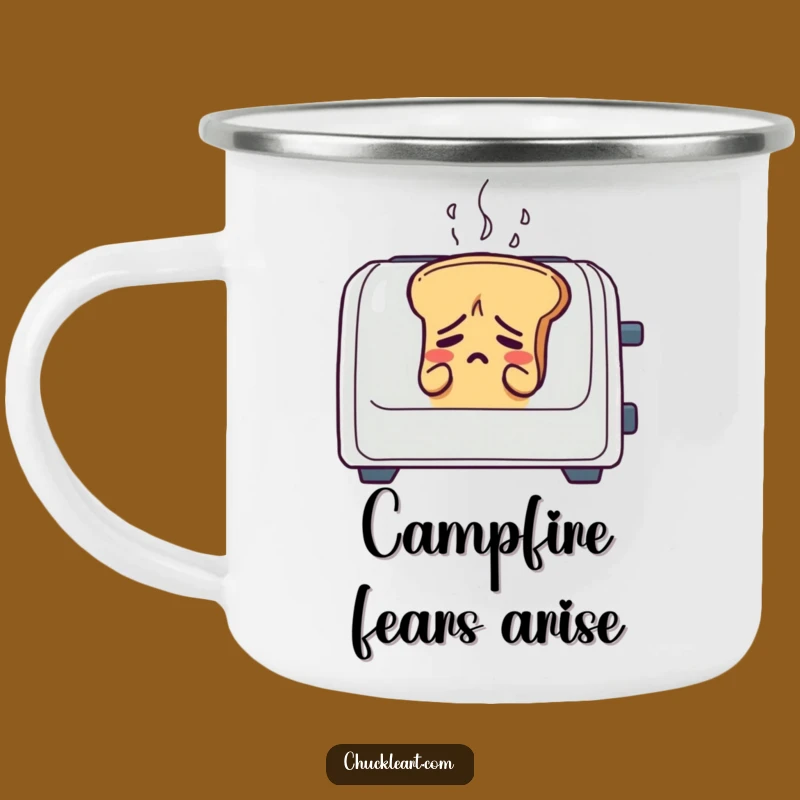 Funny Anxious Bread Toaster Camp Mug: Coffee and Comedic Contemplation