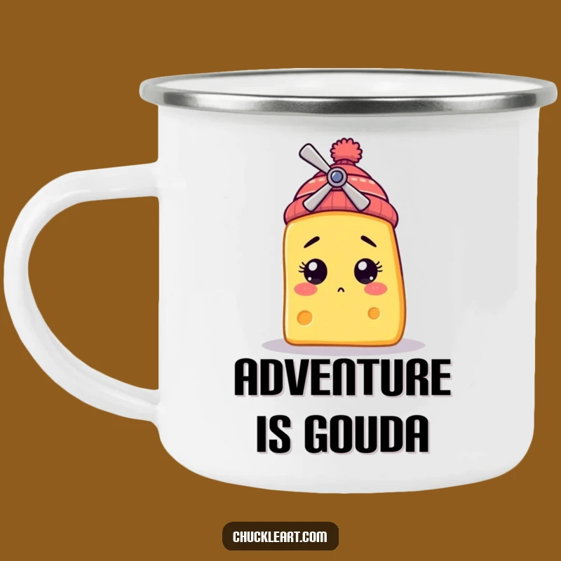 Funny Bewildered Cheese Camping Mug: Laughs on the Trail with Propeller Beanie
