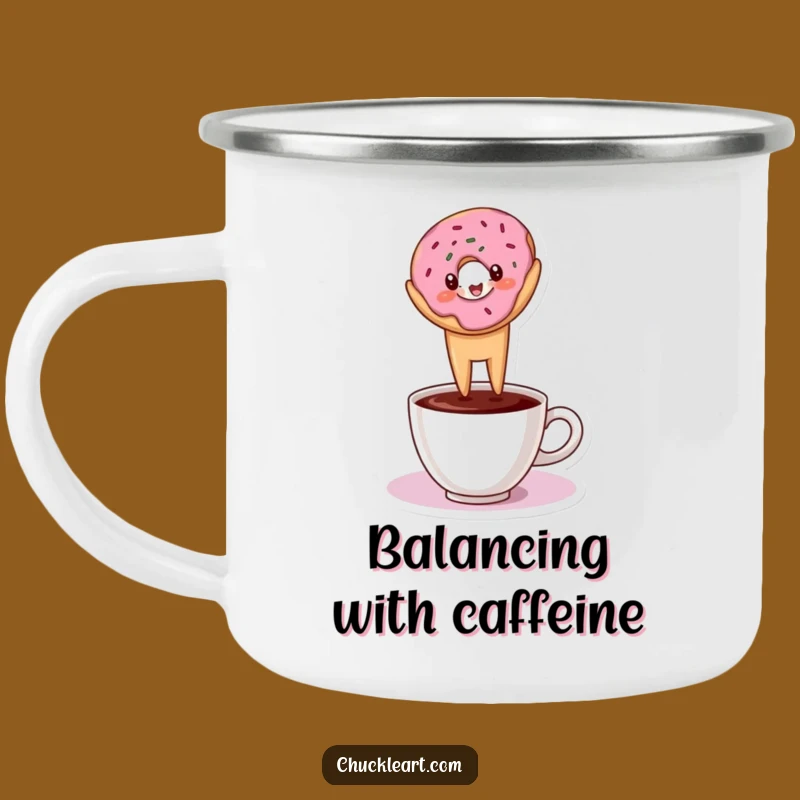Funny Donut Headstand Camping Mug: Outdoor Coffee Fun - Hilarious Funny Gift!