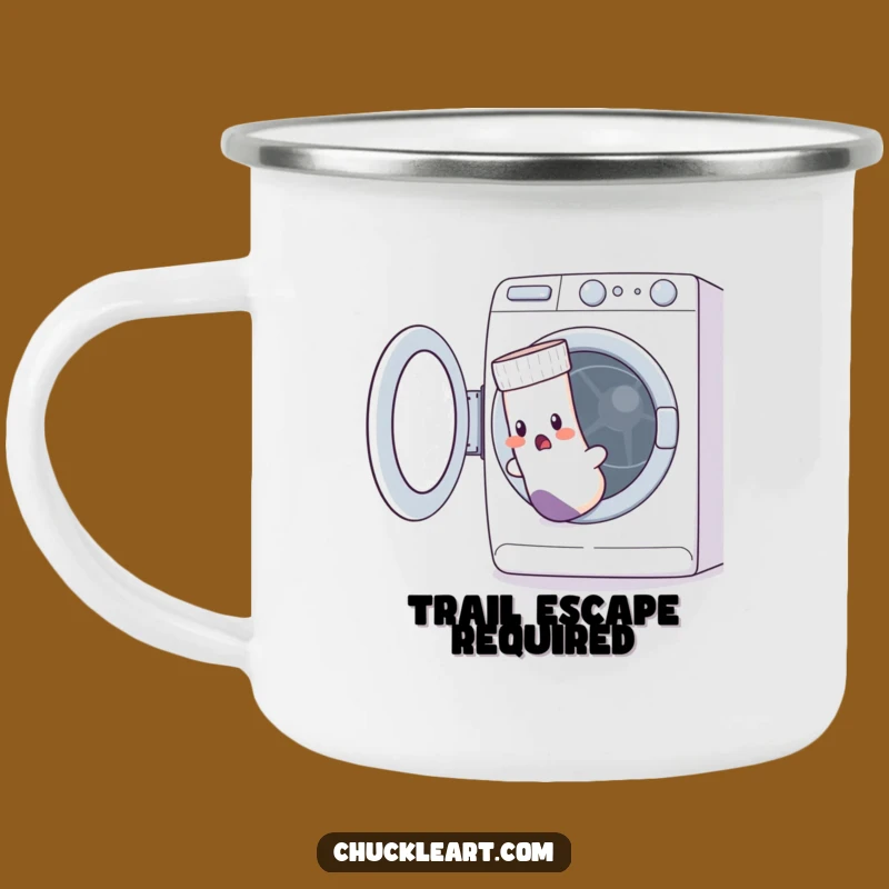 Funny Escaping Sock Camping Mug: Hilarious Laundry Day Humor Outdoor Gift!