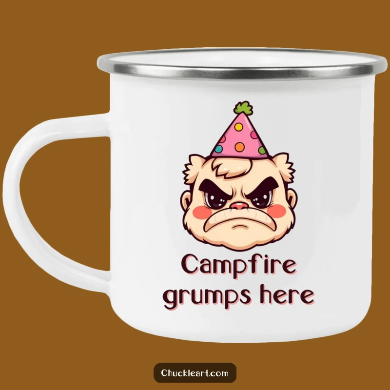 Funny Grumpy Party Hat Camping Mug - Durable & Hilarious Outdoor Drinkware