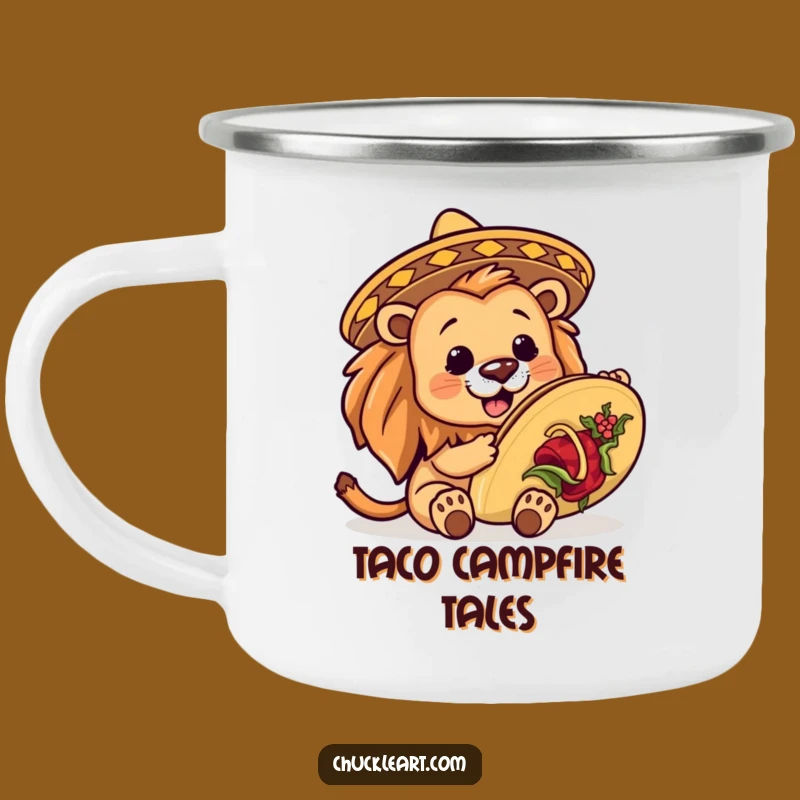 Funny Lion Taco Camping Mug: Sip Your Drink with Hilarious Fiesta Vibes