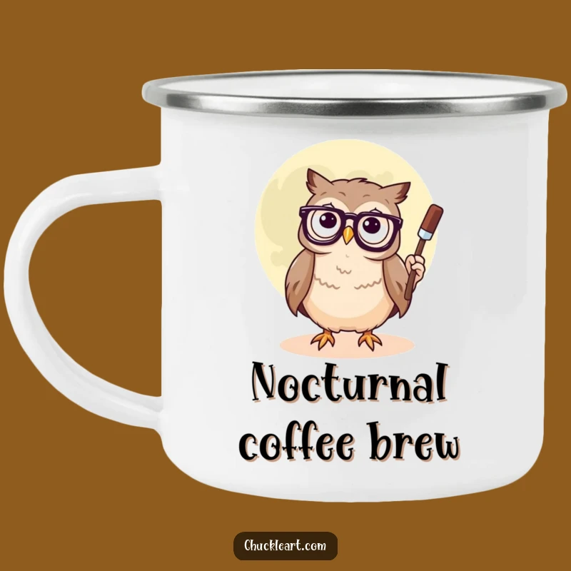 Funny Owl Moon Painting Camping Mug: Outdoor Adventures with Hilarious Art!