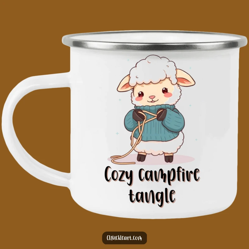 Funny Sheep Knitting Camping Mug: Durable Outdoor Art, Hilarious Gift
