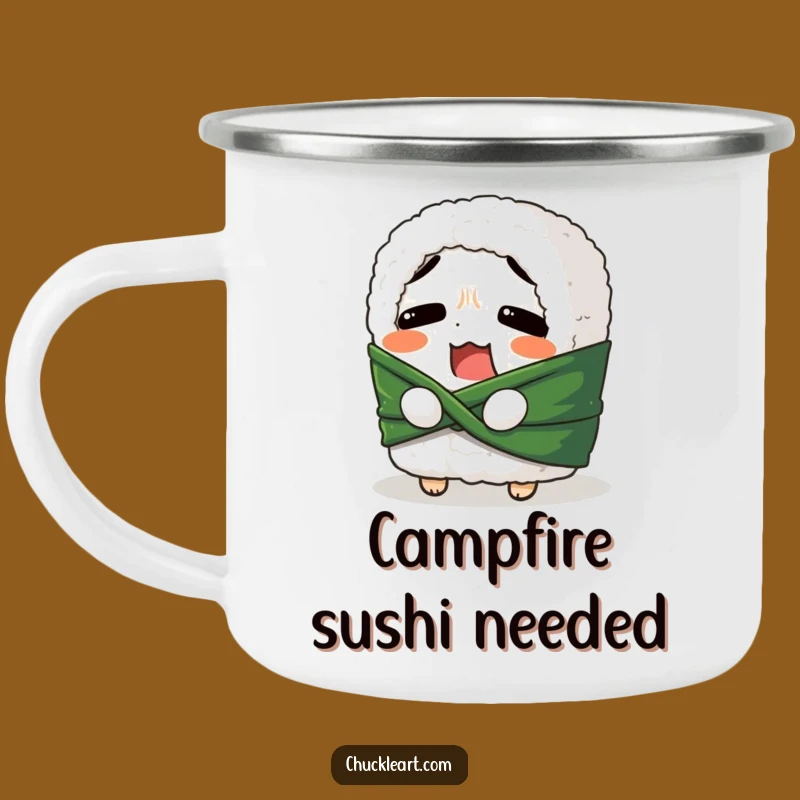Funny Sushi Roll Belt Tie Camping Mug: Adventure & Eats