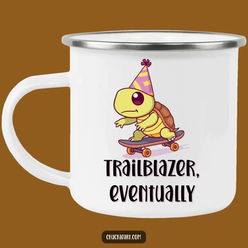Funny Turtle Skater Camping Mug: Durable Outdoor Art, Hilarious Party Gift