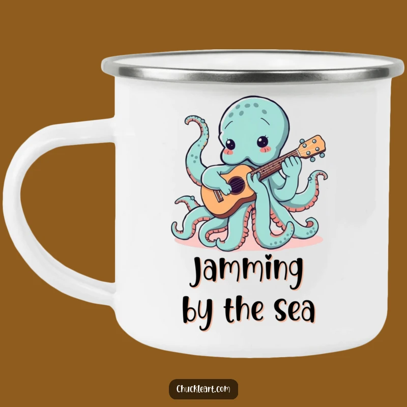 Funny Octopus Ukulele Camping Mug: Sip Your Brew with Musical Adventure