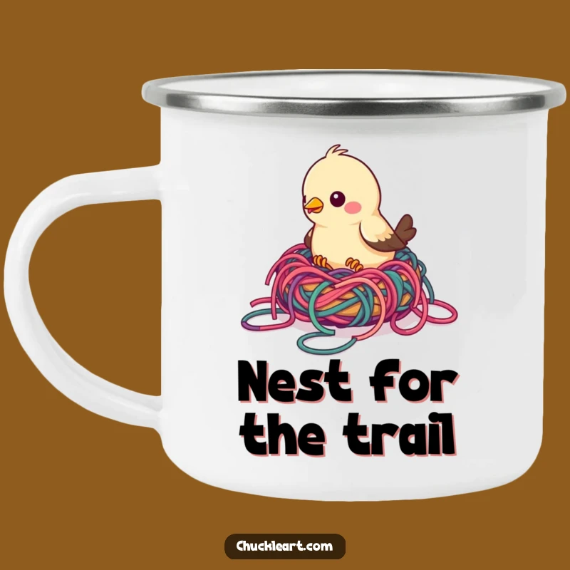 Funny Bird Yarn Nest Camping Mug: Outdoor Crafting Companion, Hilarious Gift