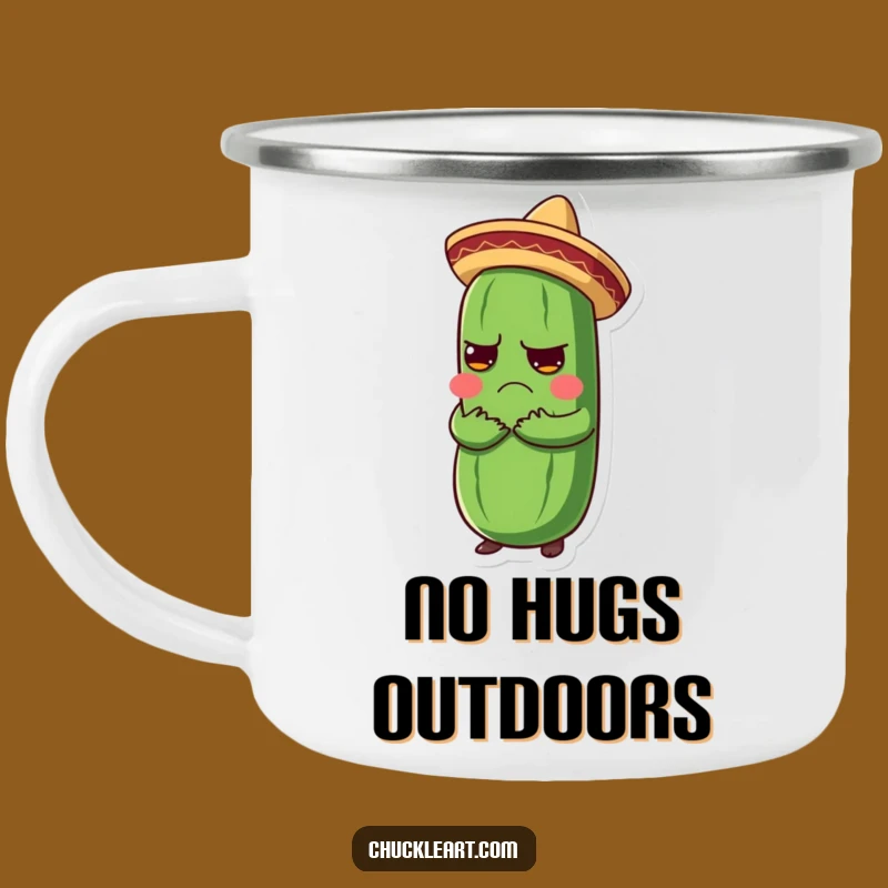 Funny Grumpy Pickle Hug Camping Mug: Hilarious Mexican Fiesta Pickle Outdoor Gift!