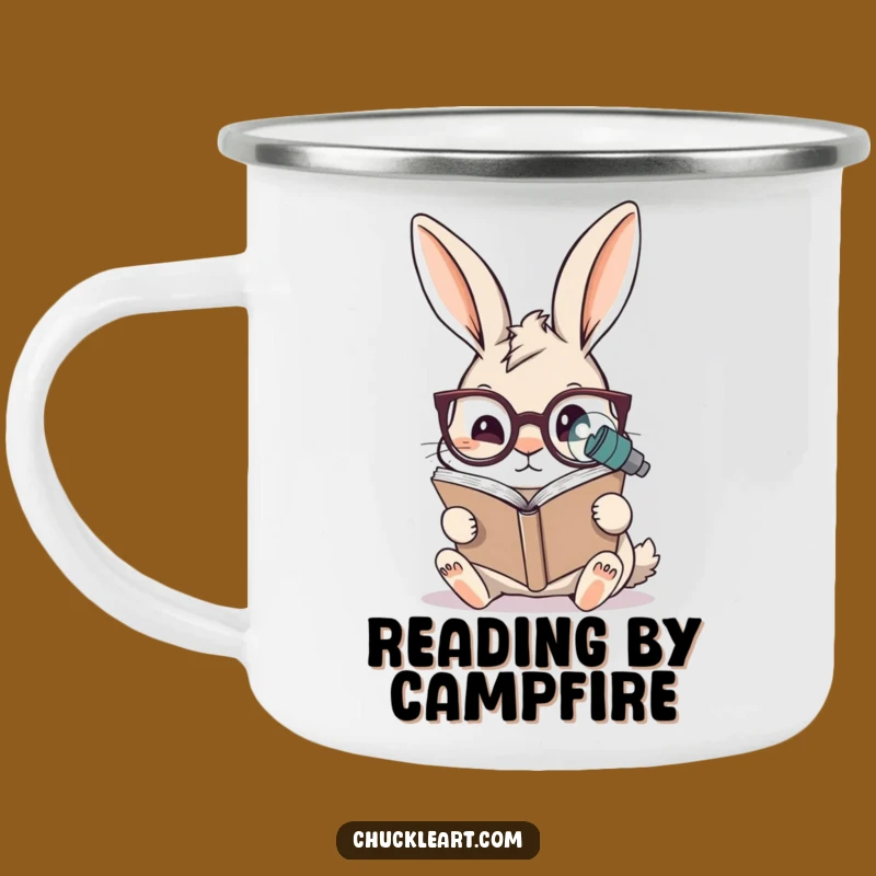 Funny Rabbit Reading Camping Mug: Outdoor Scholar's Companion, Hilarious Gift