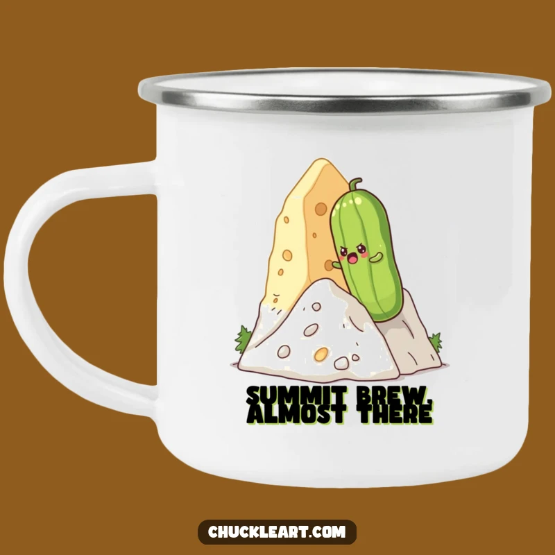 Funny Pickle Cheese Climb Camping Mug - Durable & Comical Outdoor Drinkware
