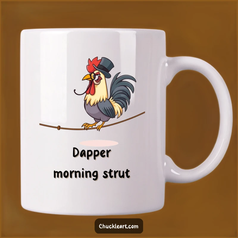 Funny Rooster Tightrope Mug: Elegant and Hilarious Gift for Sophisticated Fun