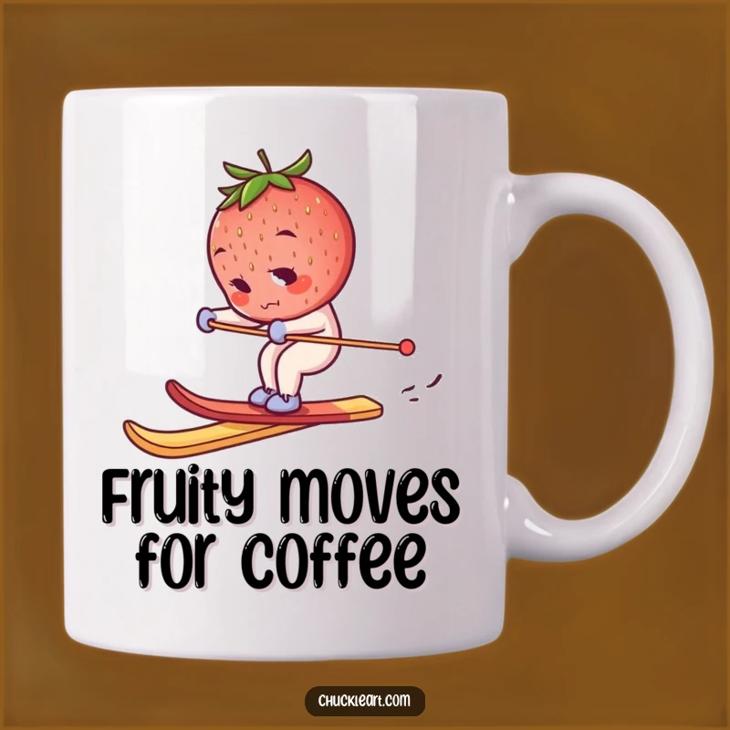 Funny Skiing Strawberry Mug: Absurd Adventure for Your Morning Brew