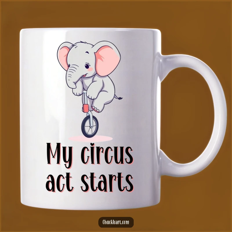 Funny Baby Elephant Unicycle Balancing Act Mug A Hilarious Gift Idea