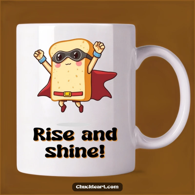 Funny Bread Superhero Mug: Triumphant Loaf Pose, Perfect Hilarious Gift for Foodies