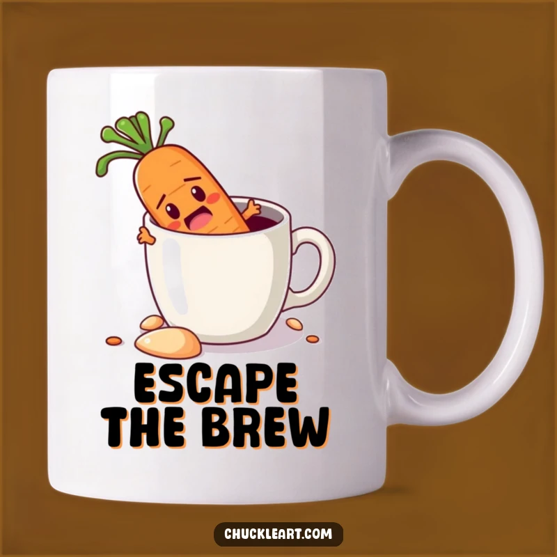 Funny Carrot Escape Mug: Hilarious Coffee & Veggie Humor