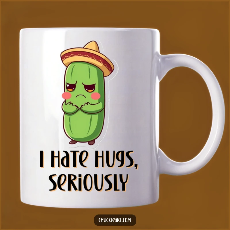 Funny Grumpy Pickle Hug T-Shirt: Hilarious Mexican Fiesta Pickle Gift Mug!