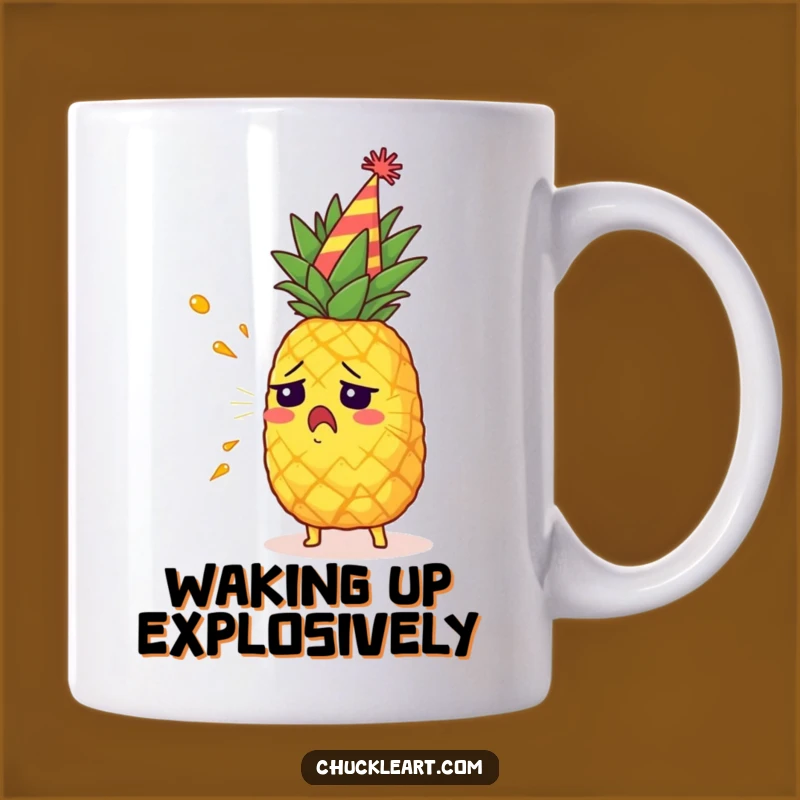 Funny Startled Pineapple Mug: Party Juice Explosion Humor Gift