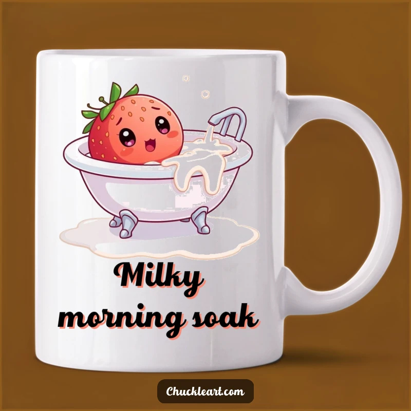 Funny Strawberry Surprise Mug: A Milk Bath Mishap, Perfect Gag Gift!