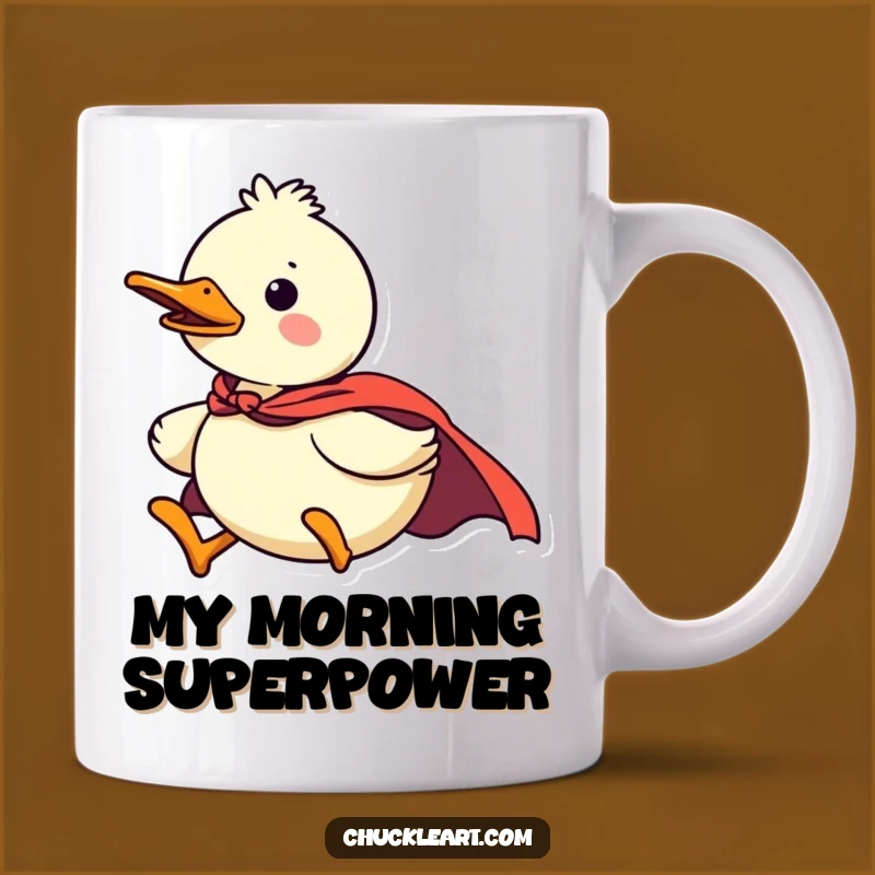 Funny Duck Superhero Mug, Confident Flyer, Perfect Silly Gift