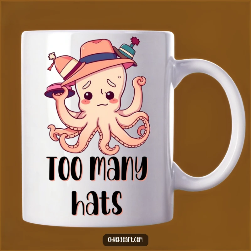 Funny Octopus Hats Mug: Hilarious Multi-Tasking Art Gift for the Overwhelmed