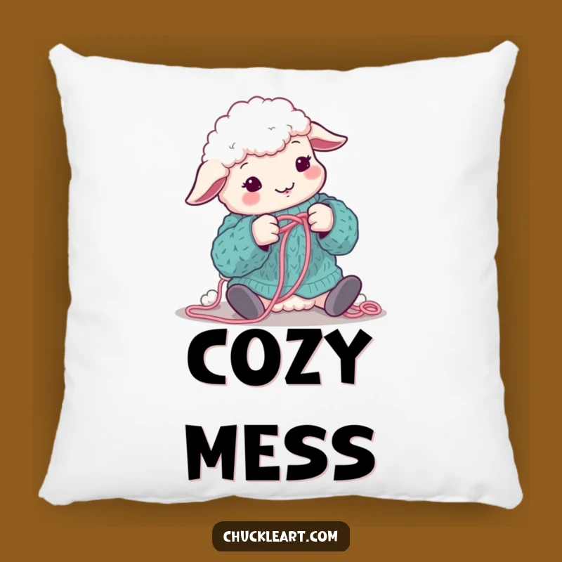 Funny Sheep Knitting Pillow: Cozy Hilarious Woolly Accent Pillow!