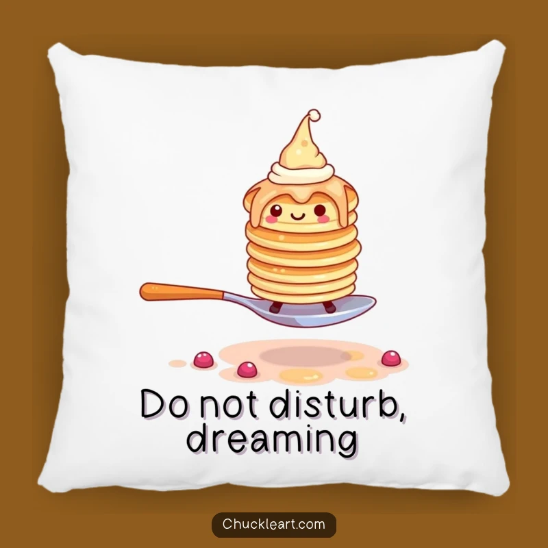 Funny Pancake Escape Pillow: Comfy Wobbly Stack & Fork - Cozy Funny Gift!