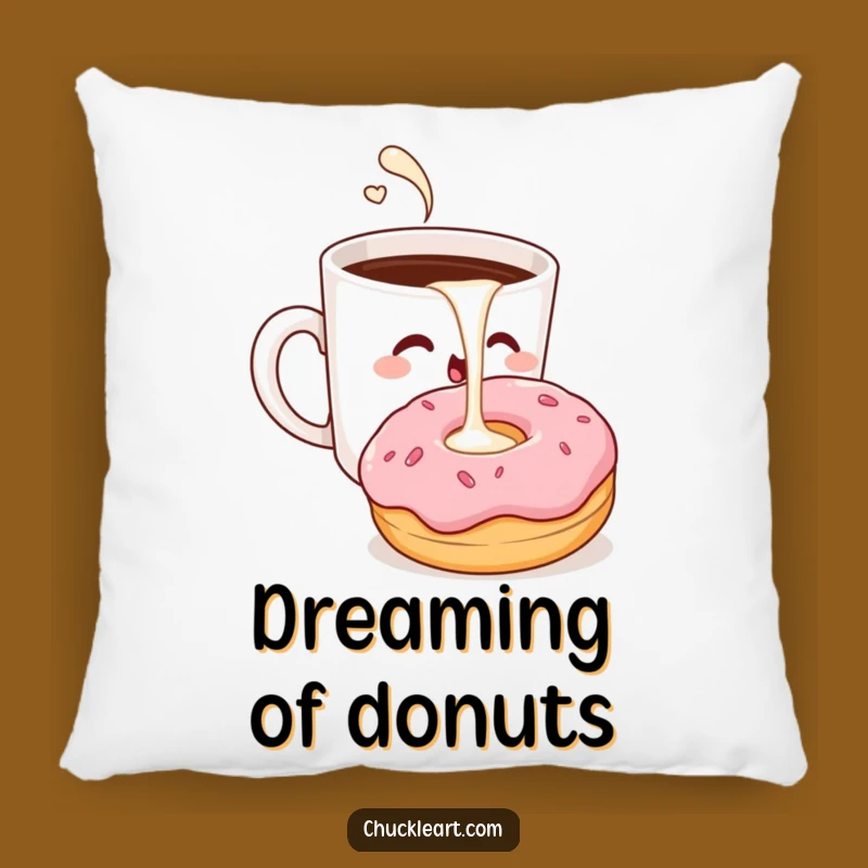 Funny Coffee & Donut Pillow: Cheeky Morning Treat Humor Cozy Gift!