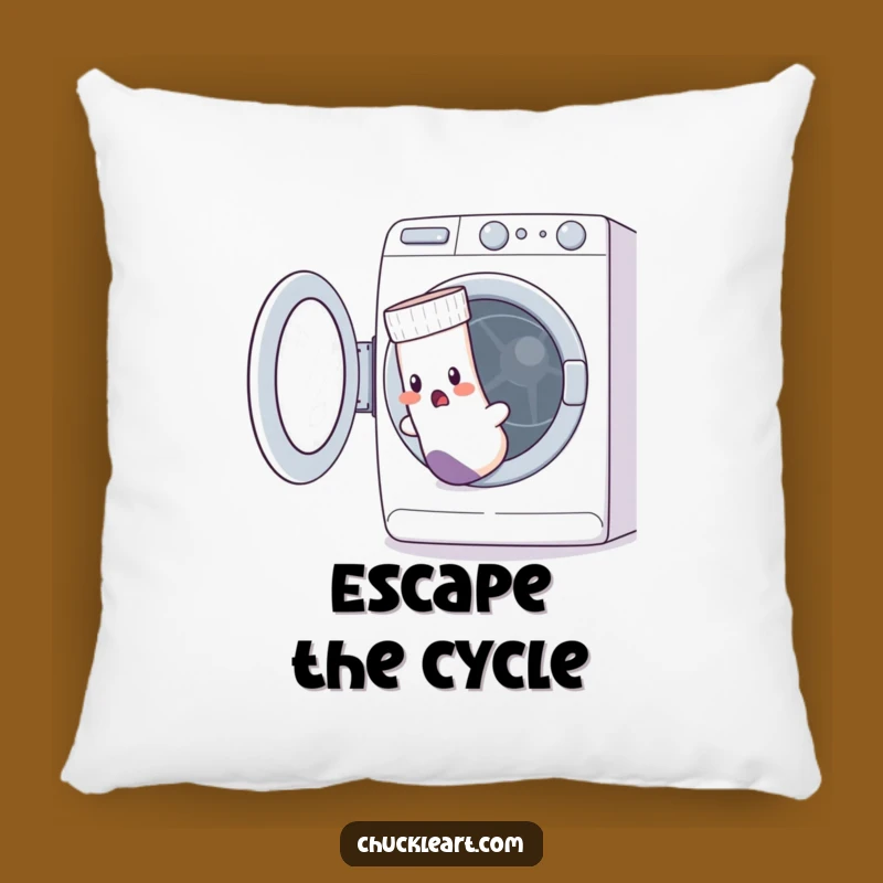 Funny Escaping Sock Pillow: Hilarious Laundry Day Humor Cozy Gift!