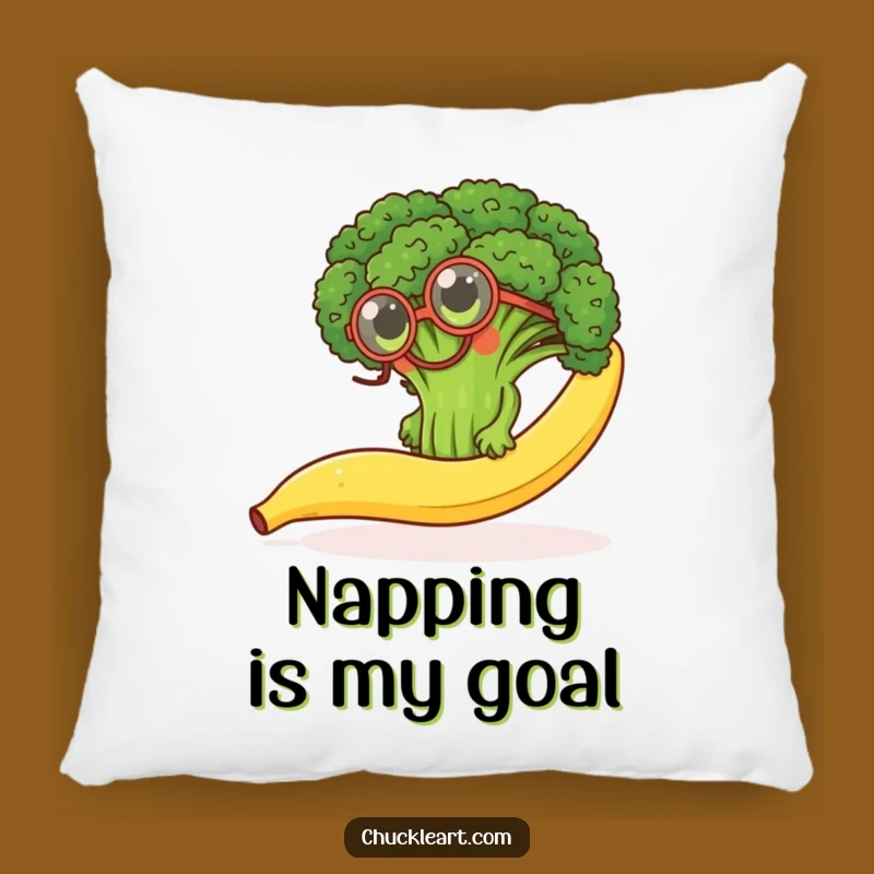 Funny Broccoli Monocle Pillow: Cozy Determined Floret - Comfy Funny Gift!