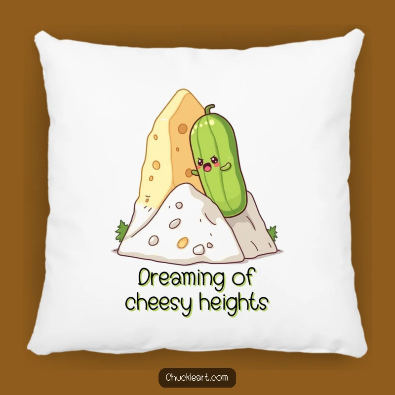 Funny Pickle Cheese Mountain Pillow - Cozy Comical Accent Pillow