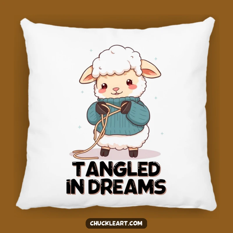 Funny Sheep Knitting Pillow: Cozy Yarn Art Cushion, Hilarious Gift