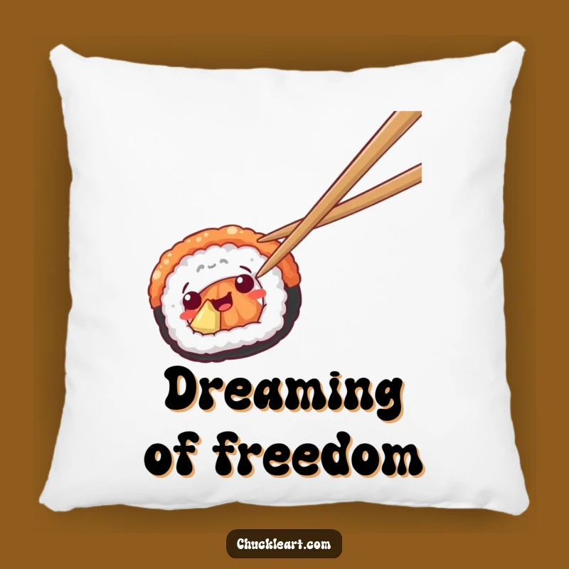 Funny Sushi Escape Pillow: Cozy Chopstick Chase - Cute Funny Gift!