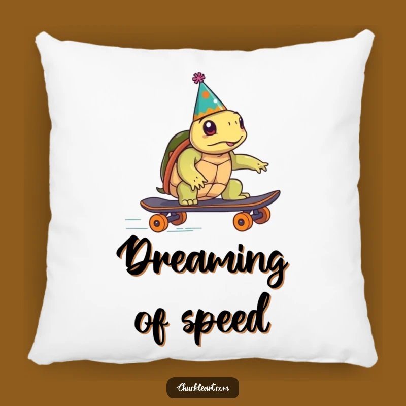 Funny Turtle Skateboard Pillow: Cozy Party Humor Accent Pillow!