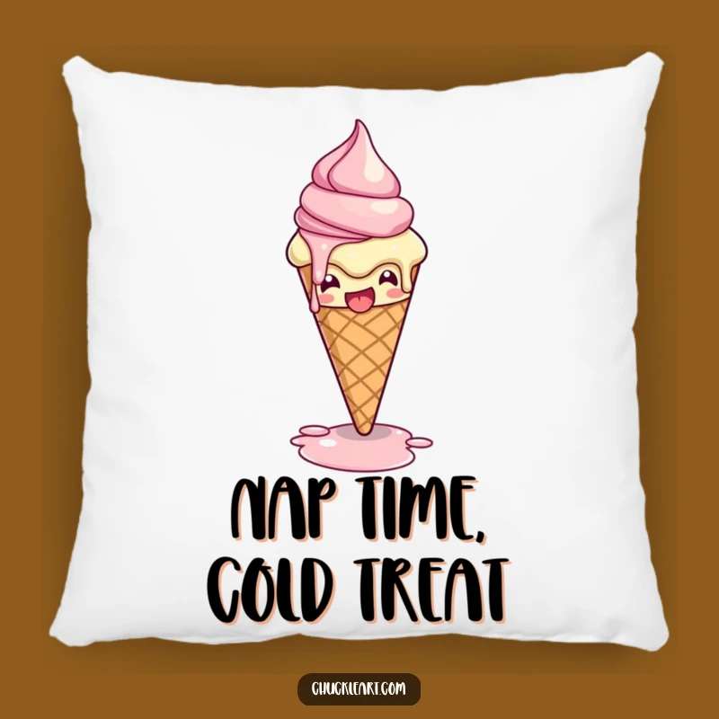 Funny Melting Ice Cream Pose Pillow: Cozy Dessert Decor