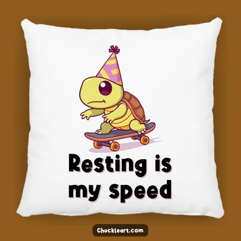 Funny Turtle Skater Pillow: Cozy Party Animal Art Cushion, Hilarious Gift