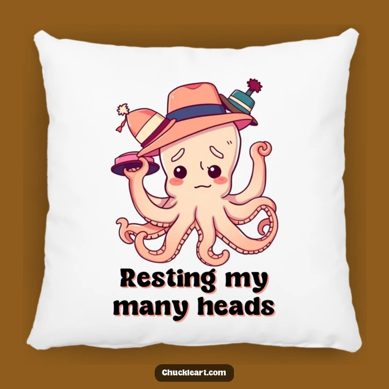 Funny Octopus Hats Pillow: Cozy Tentacle Art Cushion, Hilarious Gift