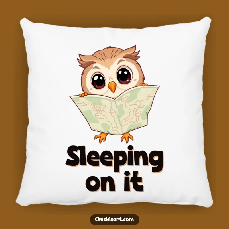 Funny Clumsy Owl Map Pillow - Hilarious Bewildered Bird Cozy Decor Gift