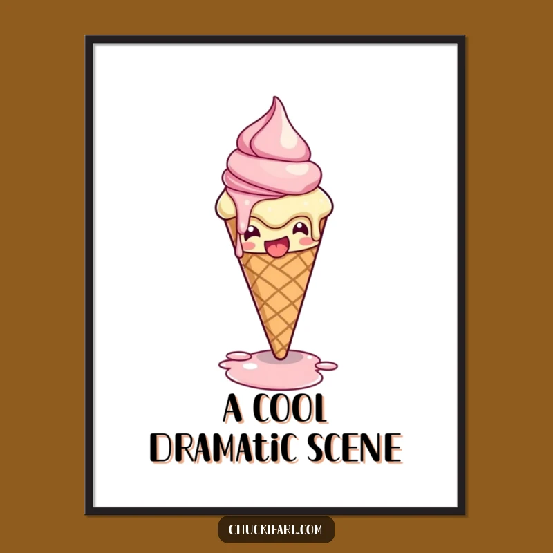 Funny Melting Ice Cream Pose Digital Art: Instant Sweet Humor